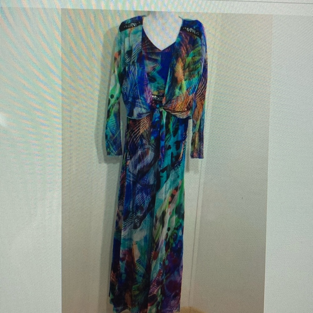 Tuzzi Womens 2 PC Dress Multi Color Print Lined Eur 92 US M